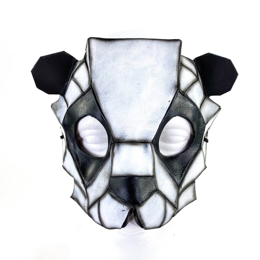 Geometric Panda Bear Leather Mask - 