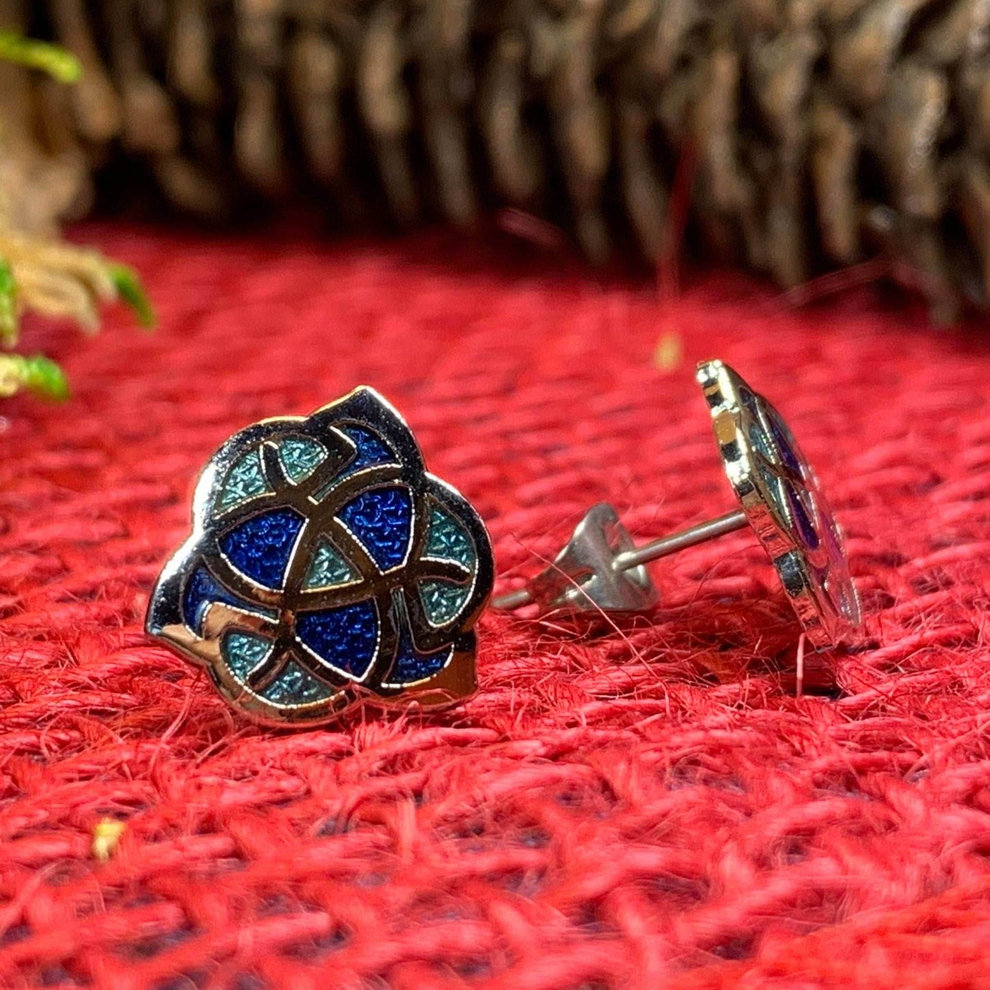 Celtic Knot Stud Earrings - Blue