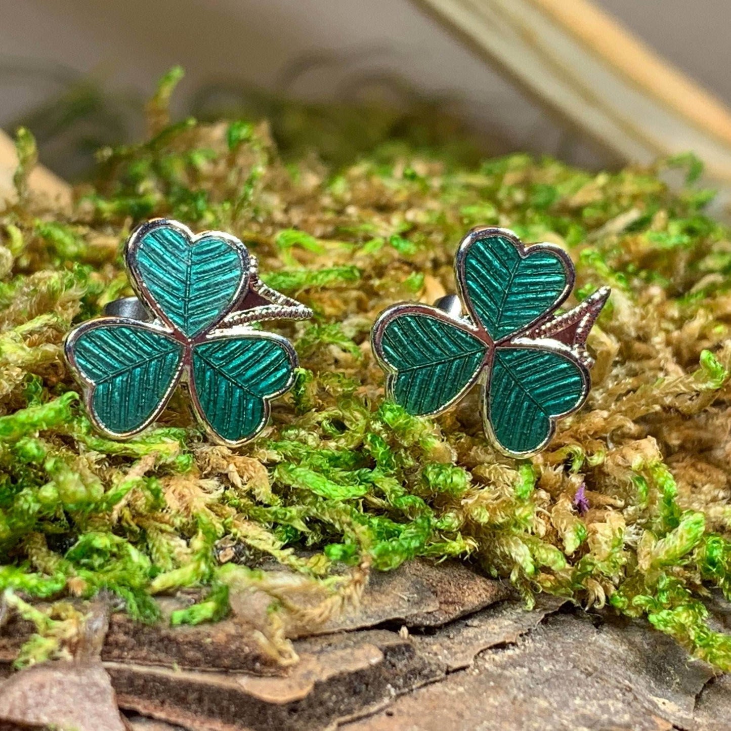 Shamrock Enamel Earrings - 