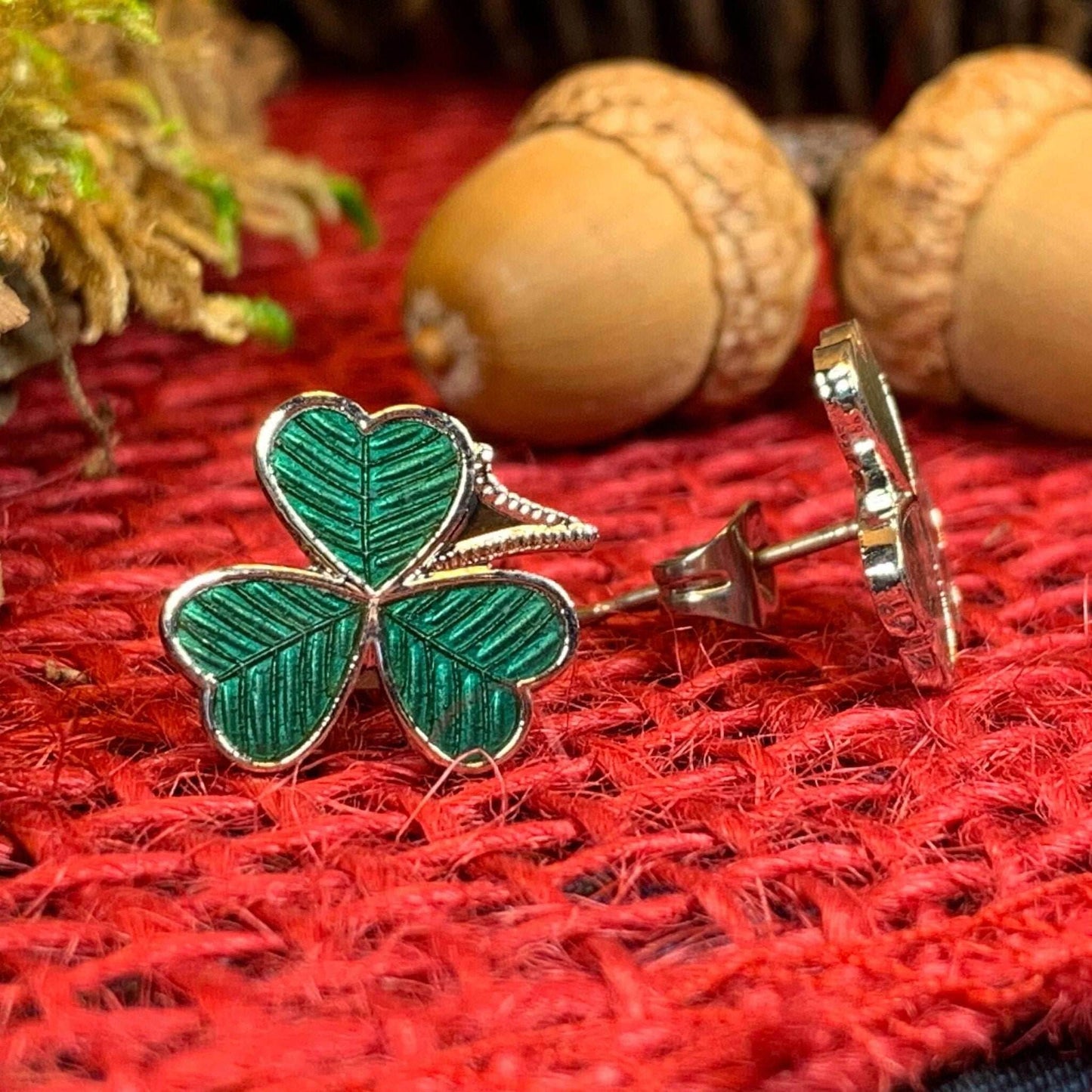 Shamrock Enamel Earrings - 