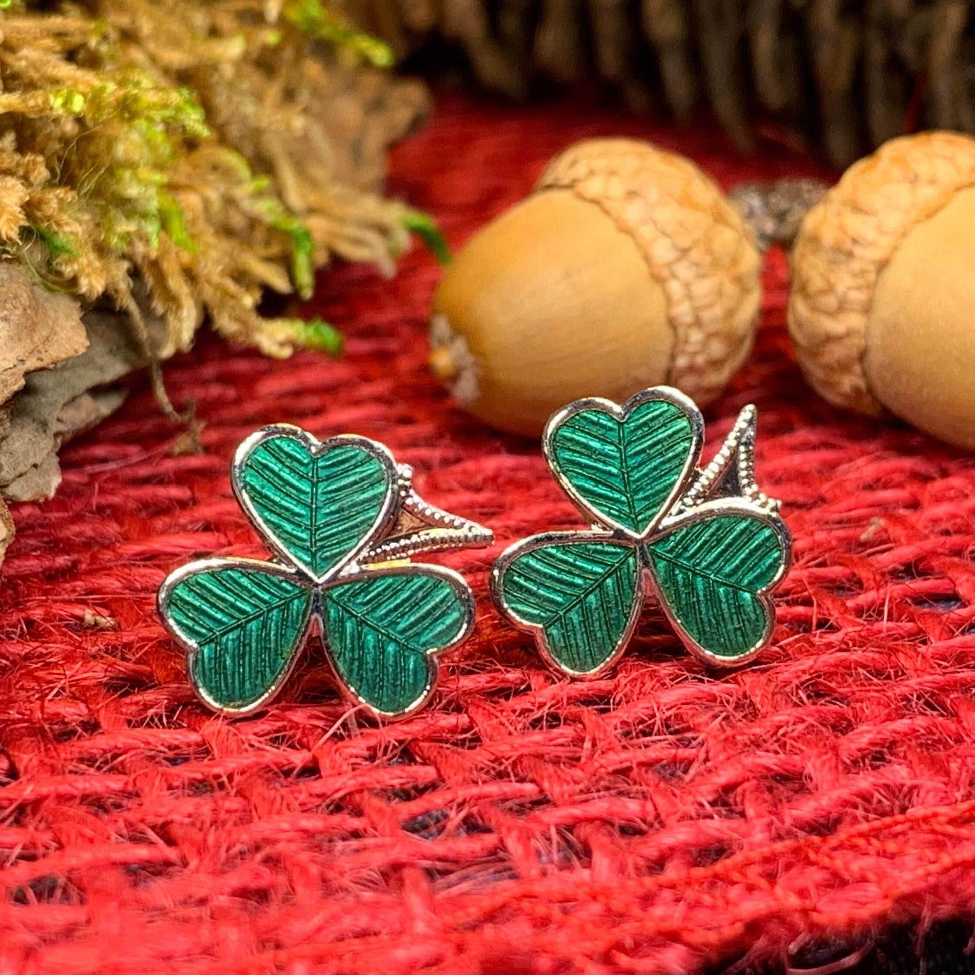 Shamrock Enamel Earrings - 