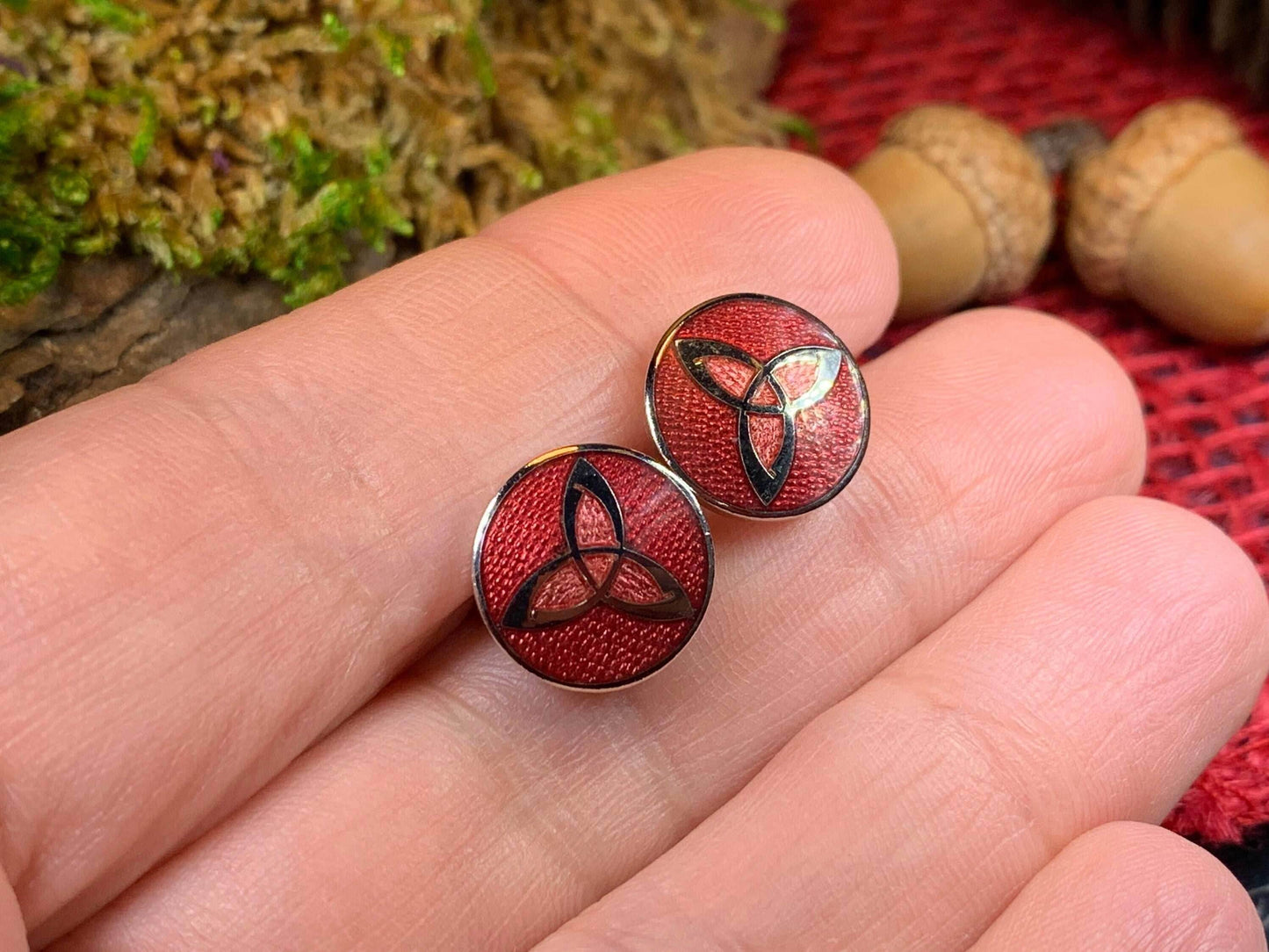 Trinity Knot Stud Earrings - Blue