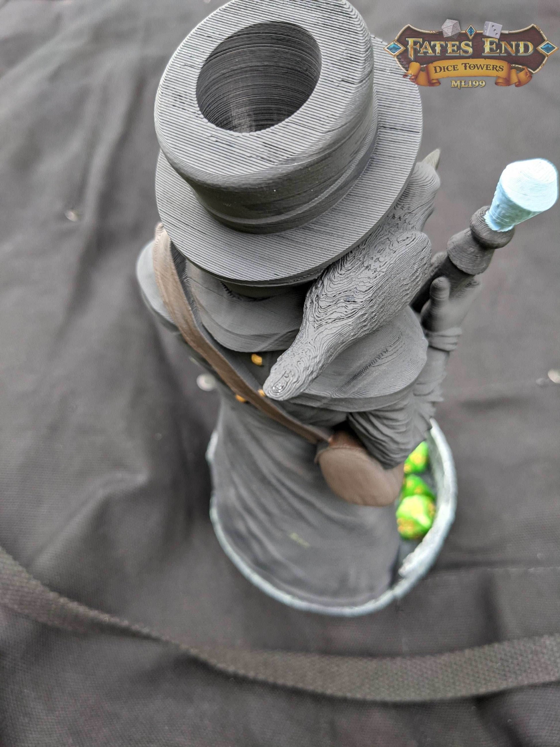 Plague Doctor 3D Printed Dice Tower | RPG Dice Tray | Gothic Decor | Unique Gift - Embrace Dark Ambiance! - Black / Yes- Include Random Dice Set