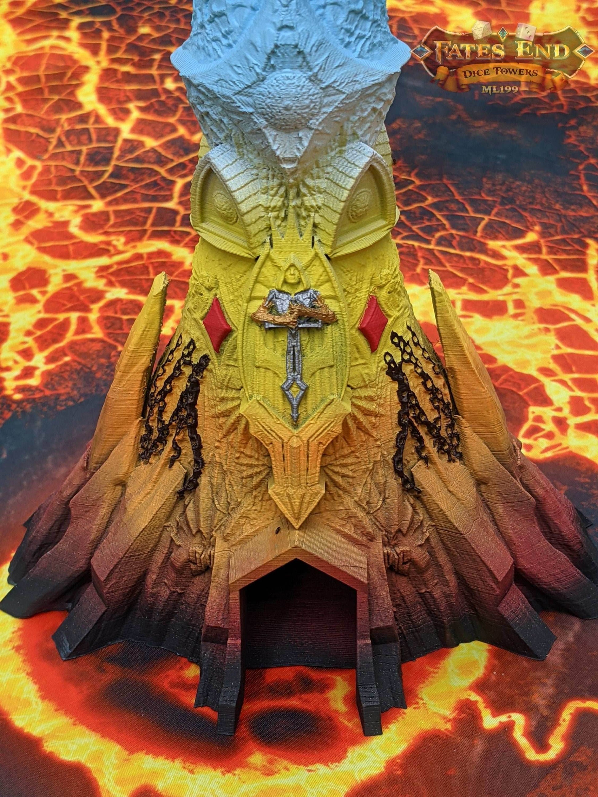 Heaven and Hell Dice Tower- Fate's End Collection by Kim Bolt- Embrace the Eternal Battle Between Heaven and Hell! - Black / Yes- Include Random Dice Set