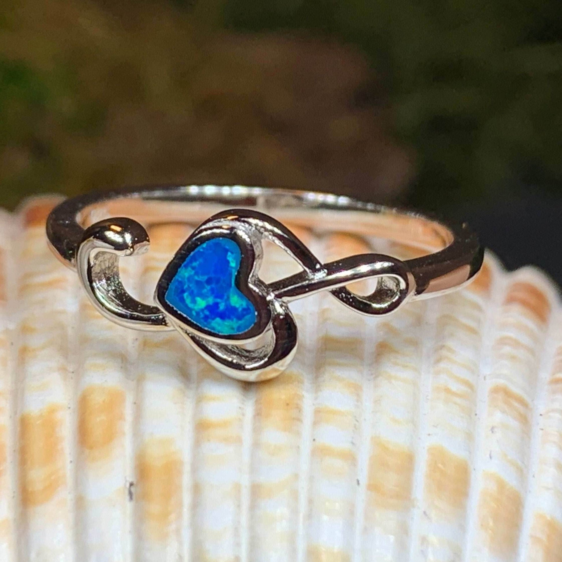 Music Note Opal Ring - Blue / 5