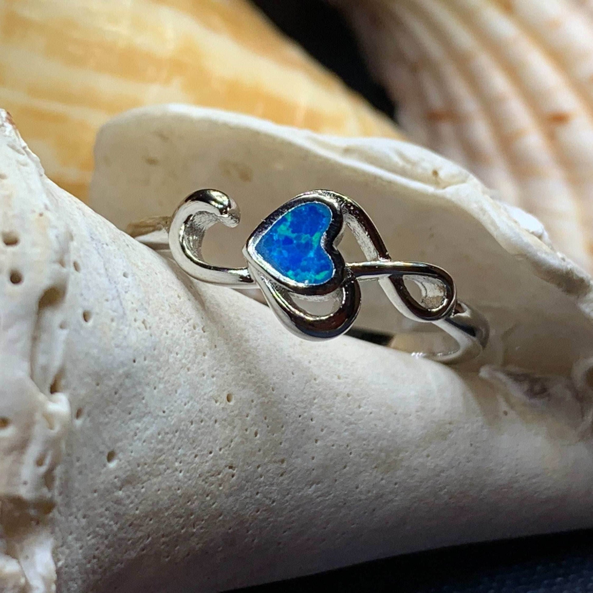 Music Note Opal Ring - Blue / 5
