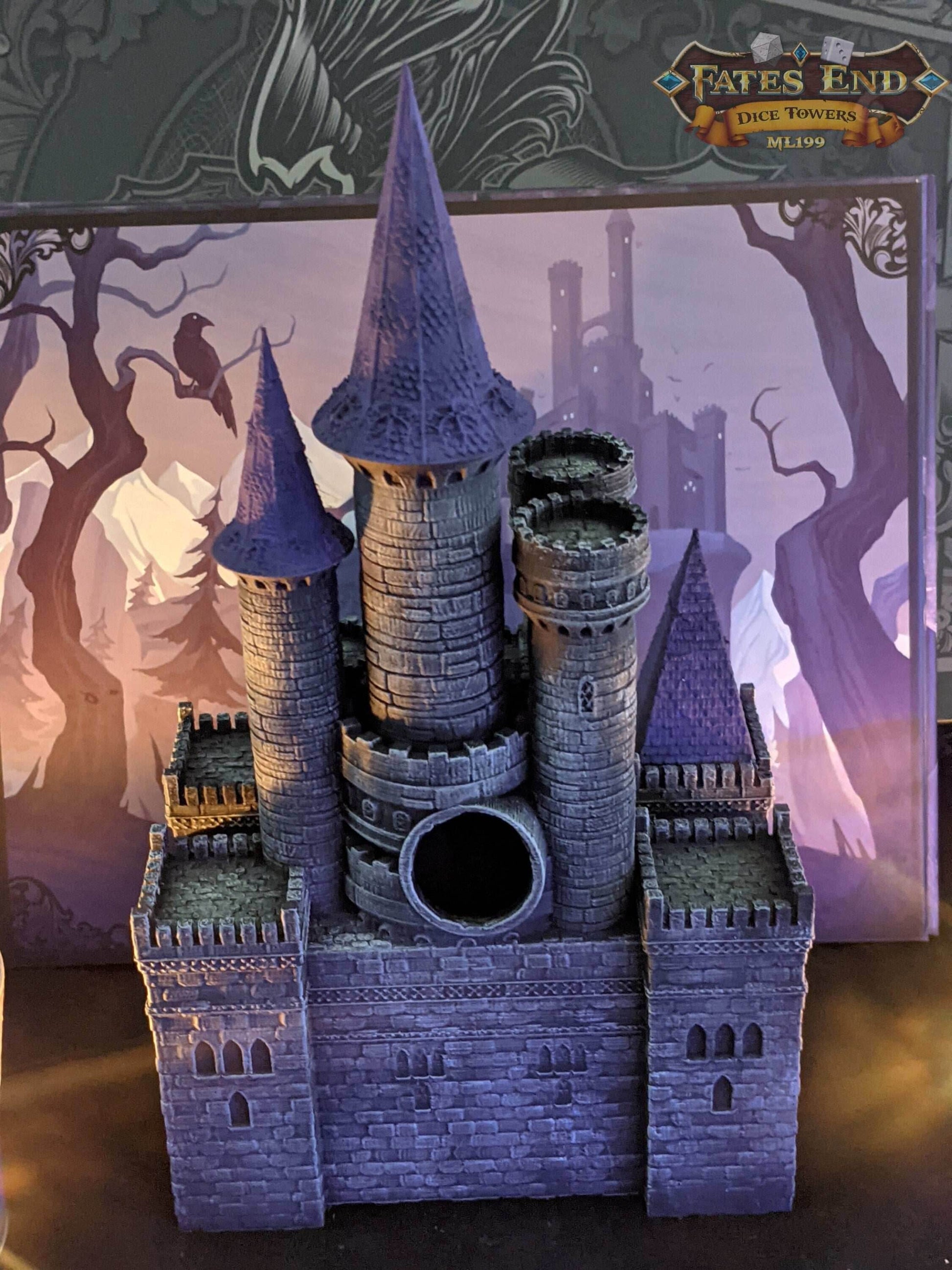 Vampire 3D Printed Dice Tower - Fate's End Collection - Cast Rolls in the Shadows of Immortal Elegance and Dark Desires! - Black / Yes- Include Random Dice Set
