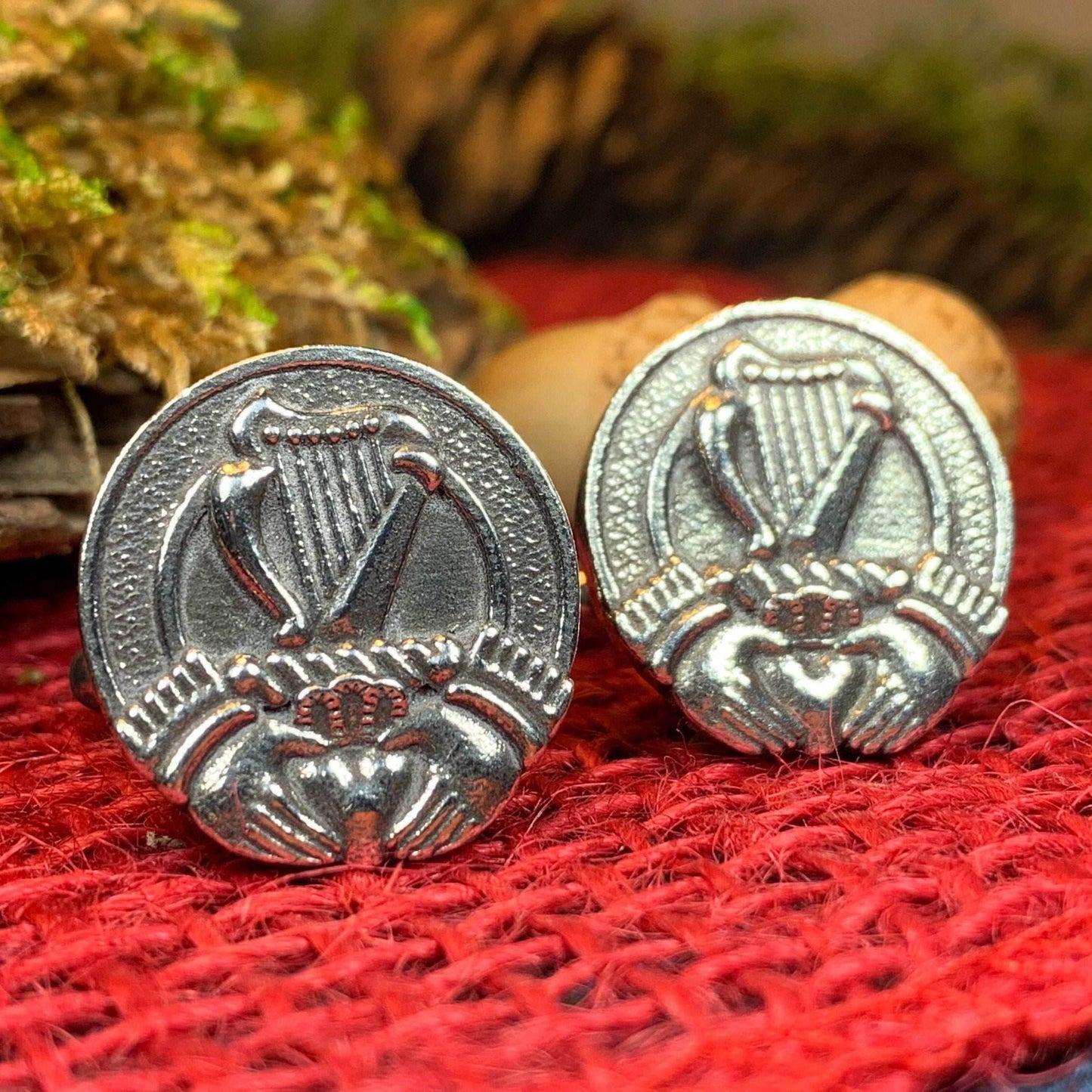 Irish Claddagh & Harp Cuff Links - 