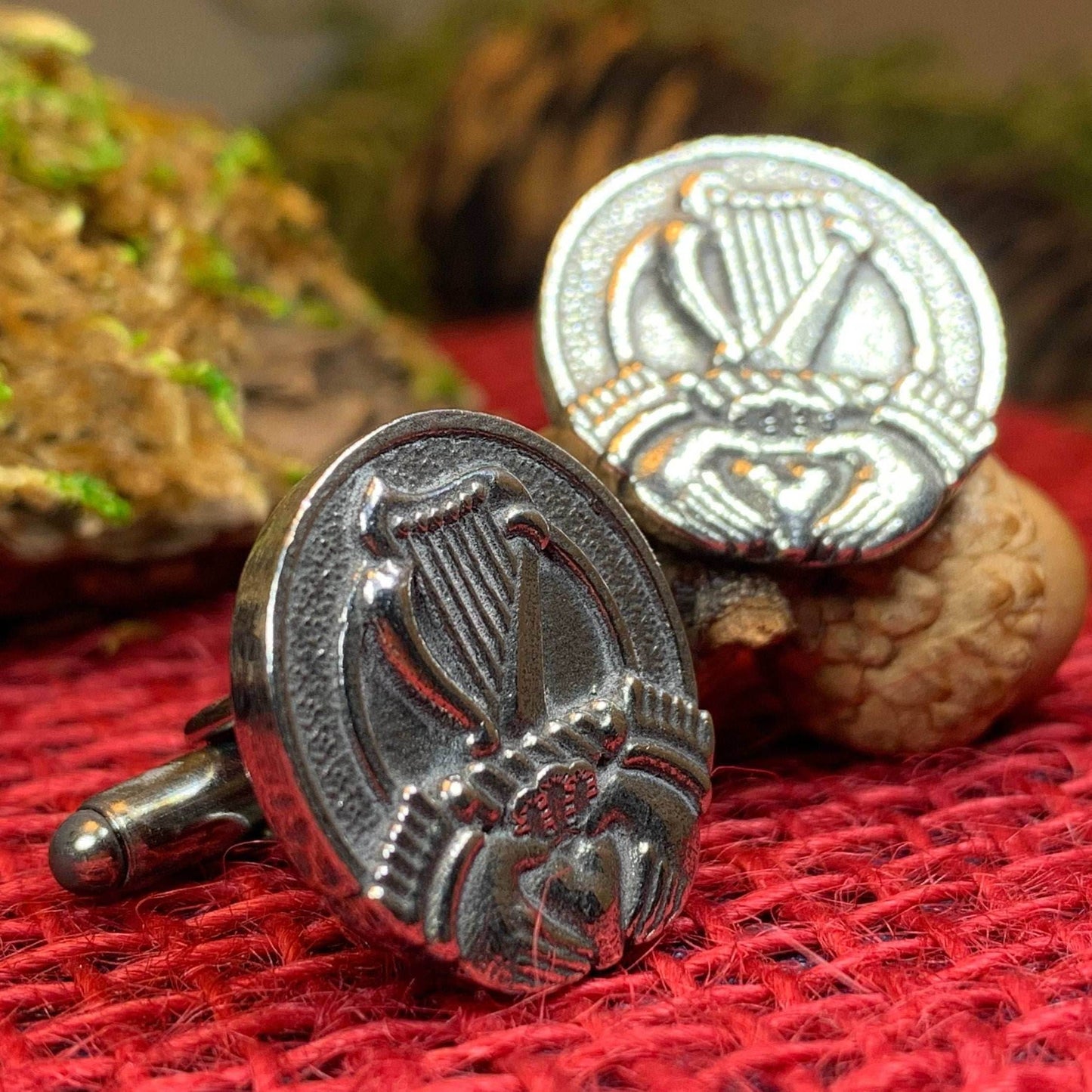 Irish Claddagh & Harp Cuff Links - 