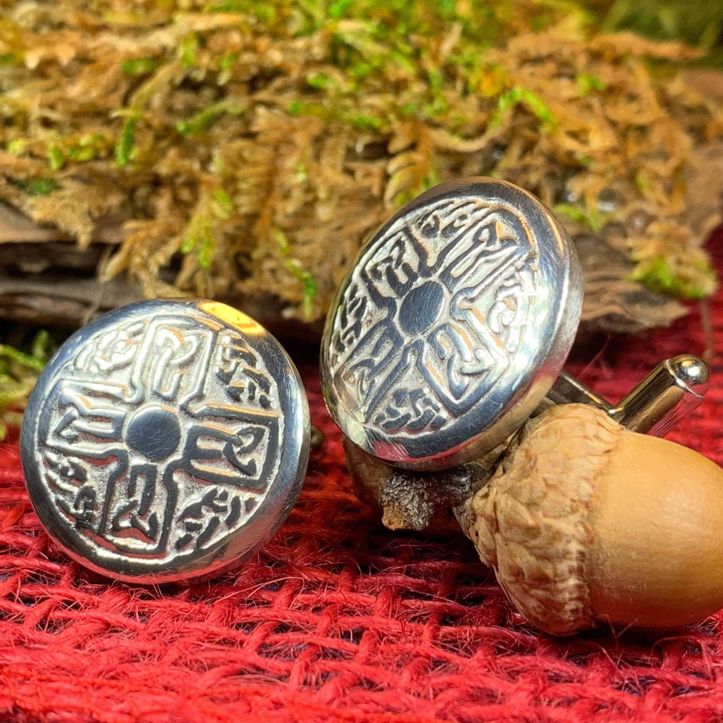 Round Celtic Cross Cuff Links - 