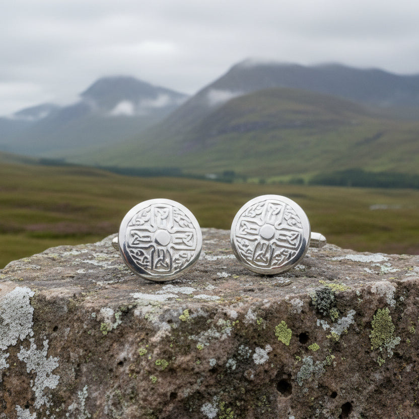 Round Celtic Cross Cuff Links