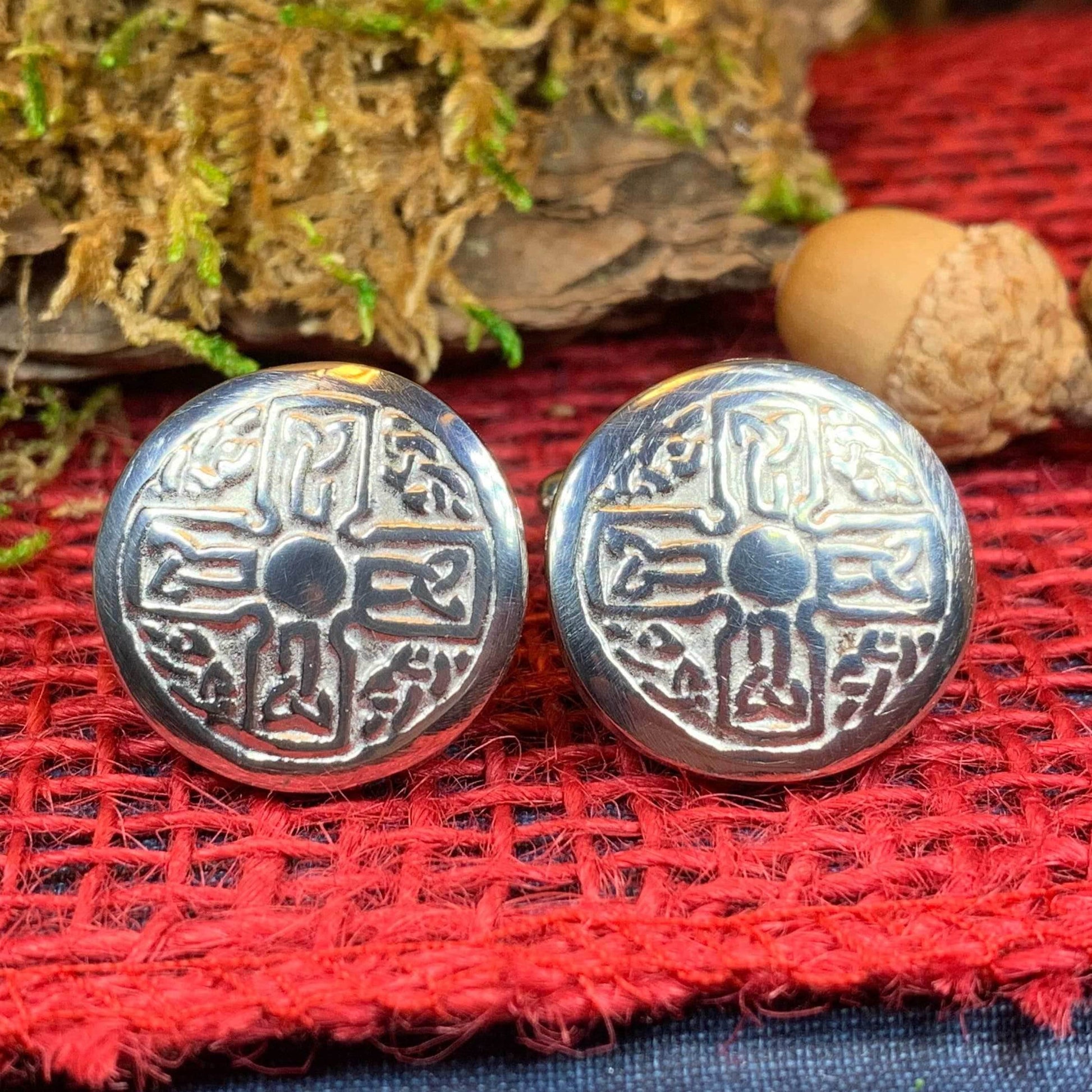 Round Celtic Cross Cuff Links - 