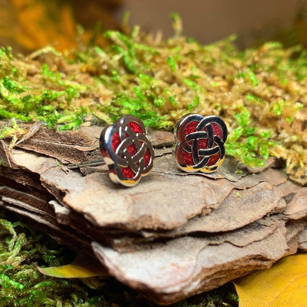 Dara Knot Stud Earrings - Red