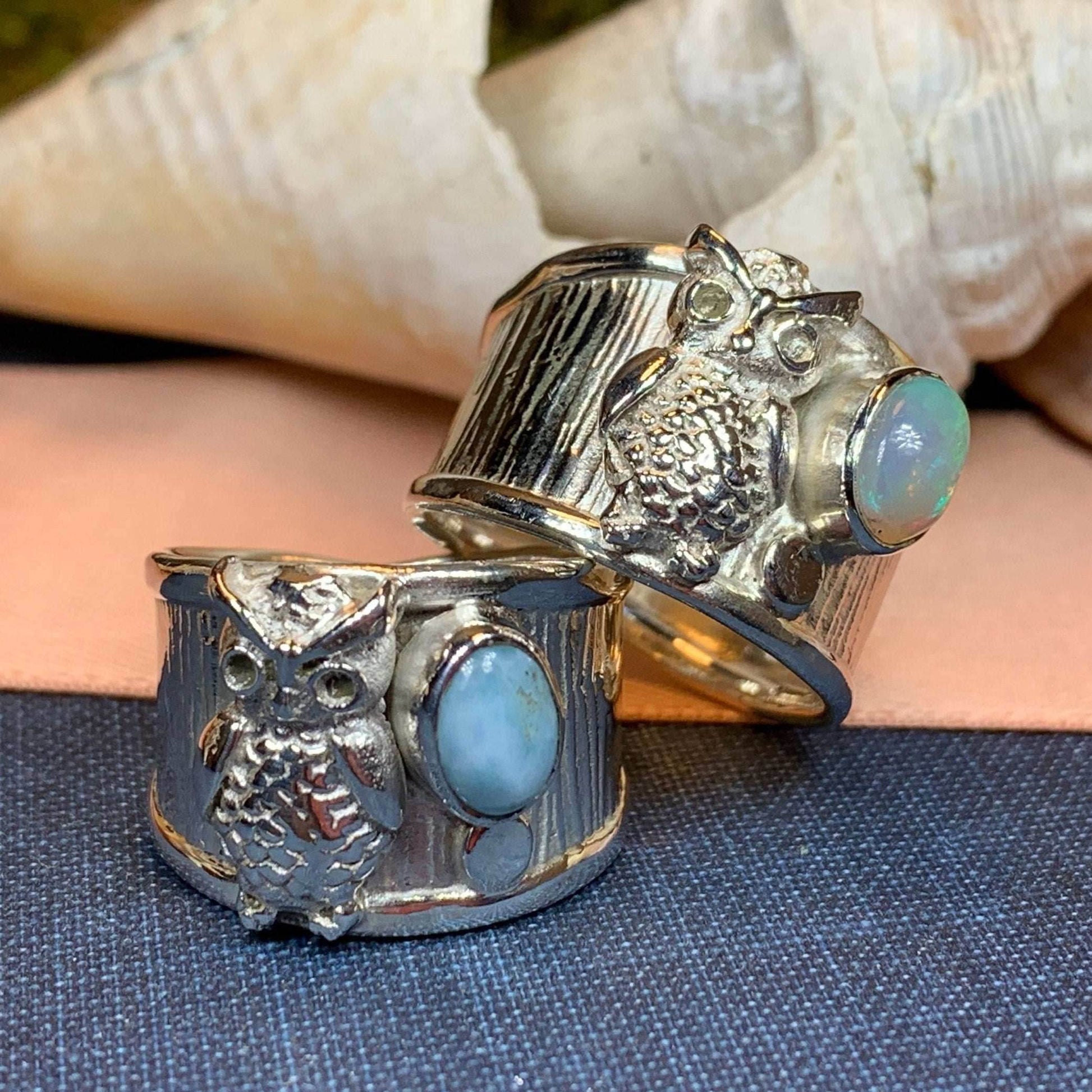 Olette Owl Ring - Larimar / 7