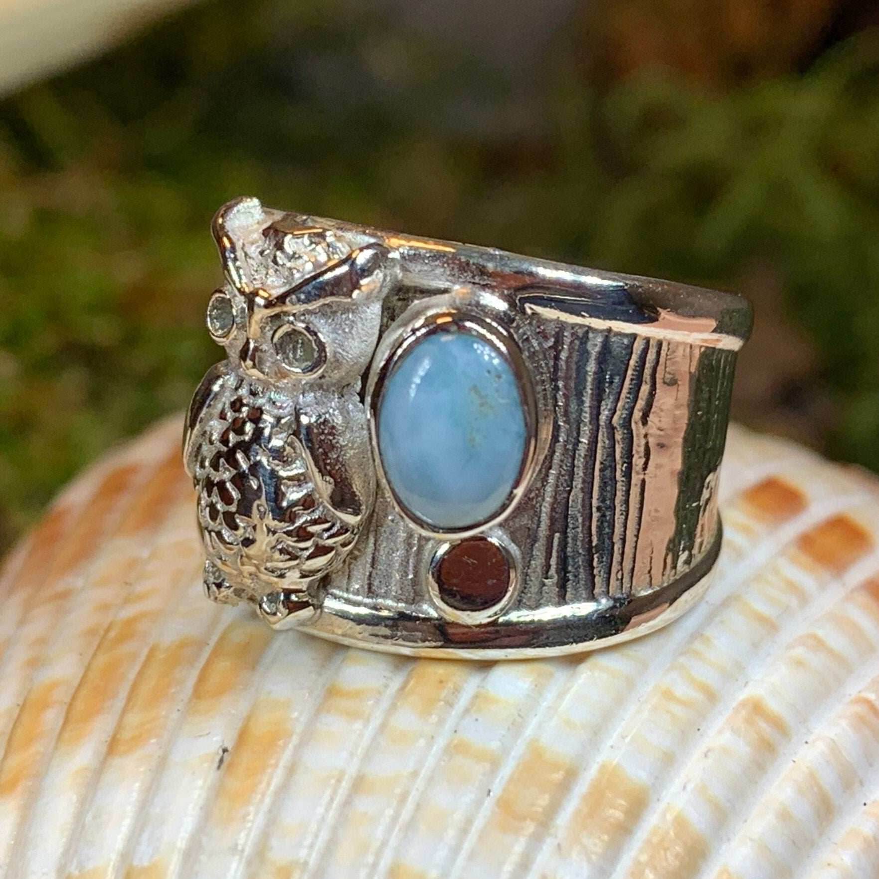 Olette Owl Ring - Larimar / 7