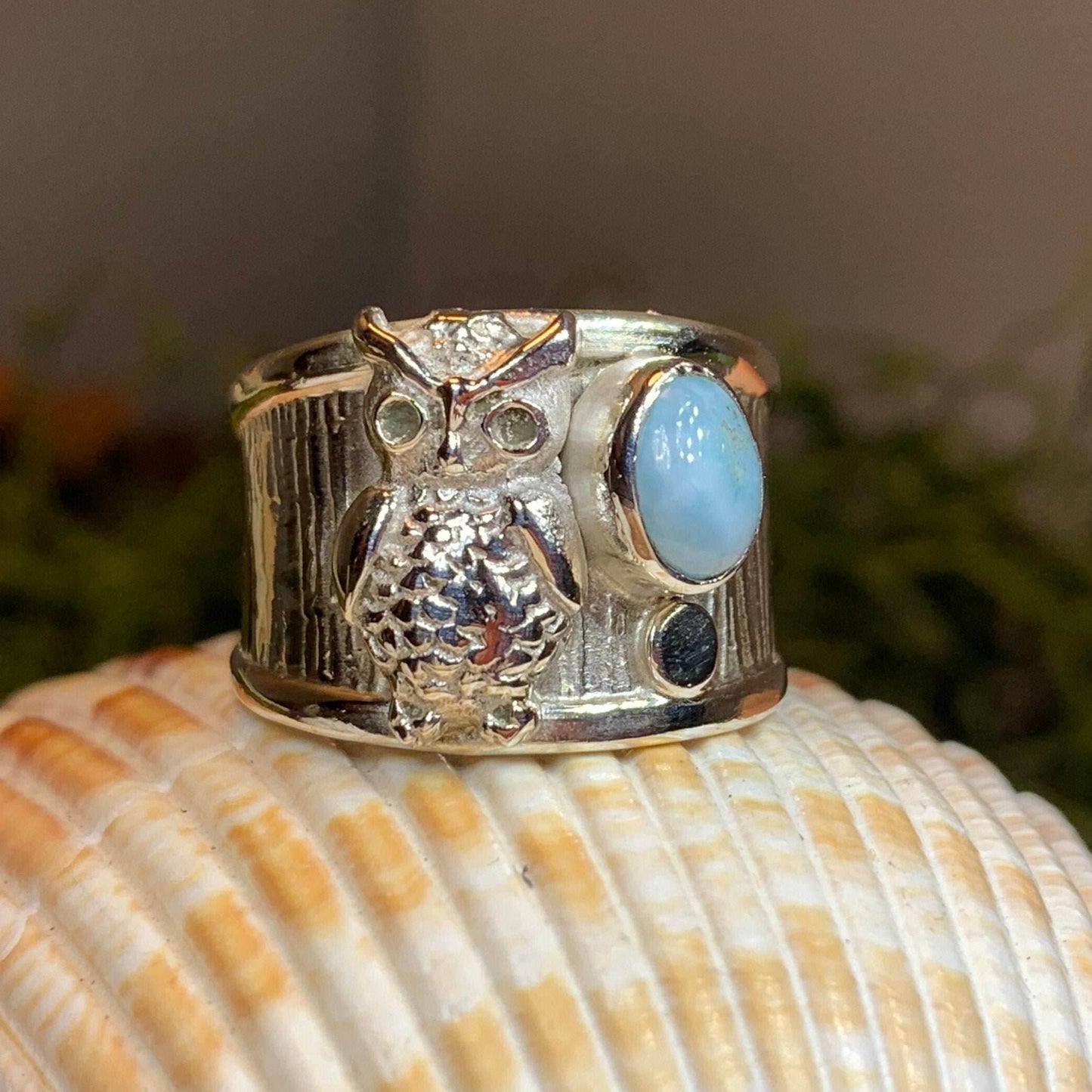 Olette Owl Ring - Larimar / 7