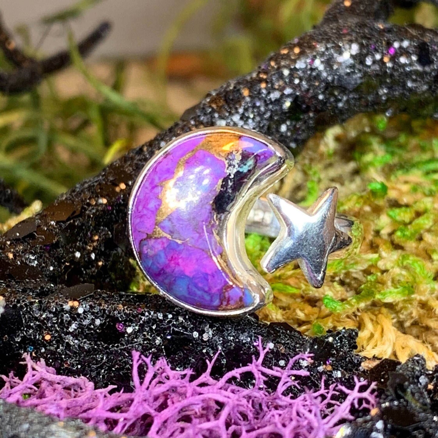 Moanne Crescent Moon Ring - Mojave Turquoise / 8