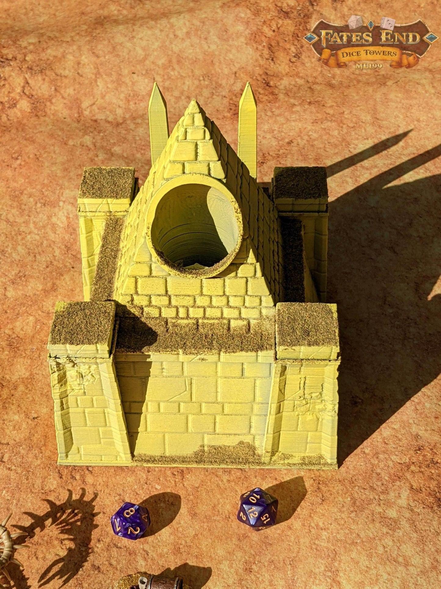 Temple of Ra Pyramid 3D Printed Dice Tower - Fate's End Collection - Tabletop RPG Gaming Cosplay - Harness a God's Power for your rolls. - Black