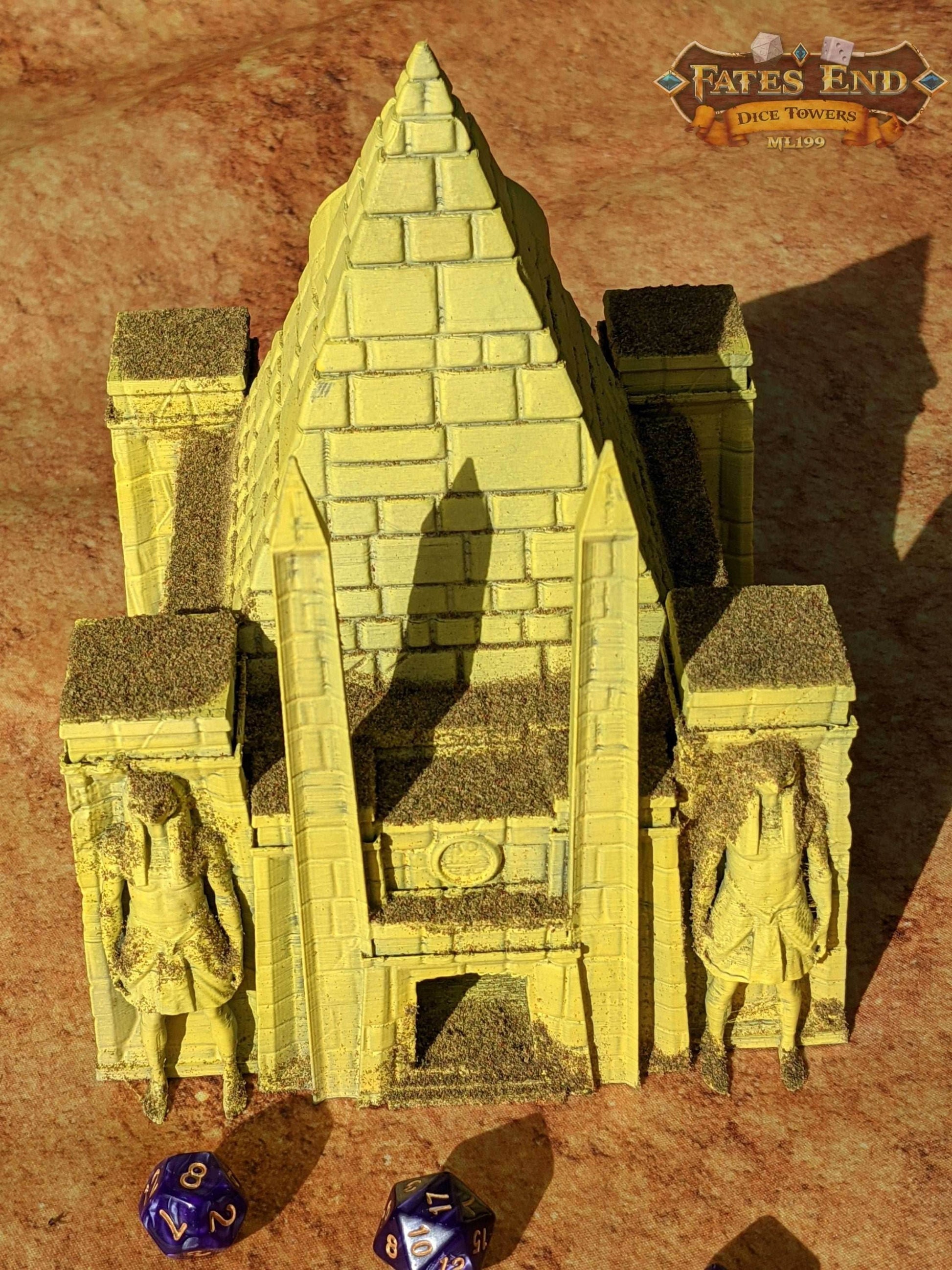Temple of Ra Pyramid 3D Printed Dice Tower - Fate's End Collection - Tabletop RPG Gaming Cosplay - Harness a God's Power for your rolls. - Black