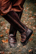 Viking leather shin guards - brown (lie photo) / S