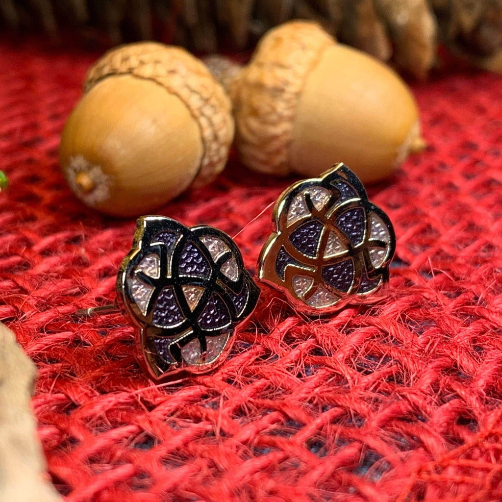 Celtic Knot Stud Earrings - Purple