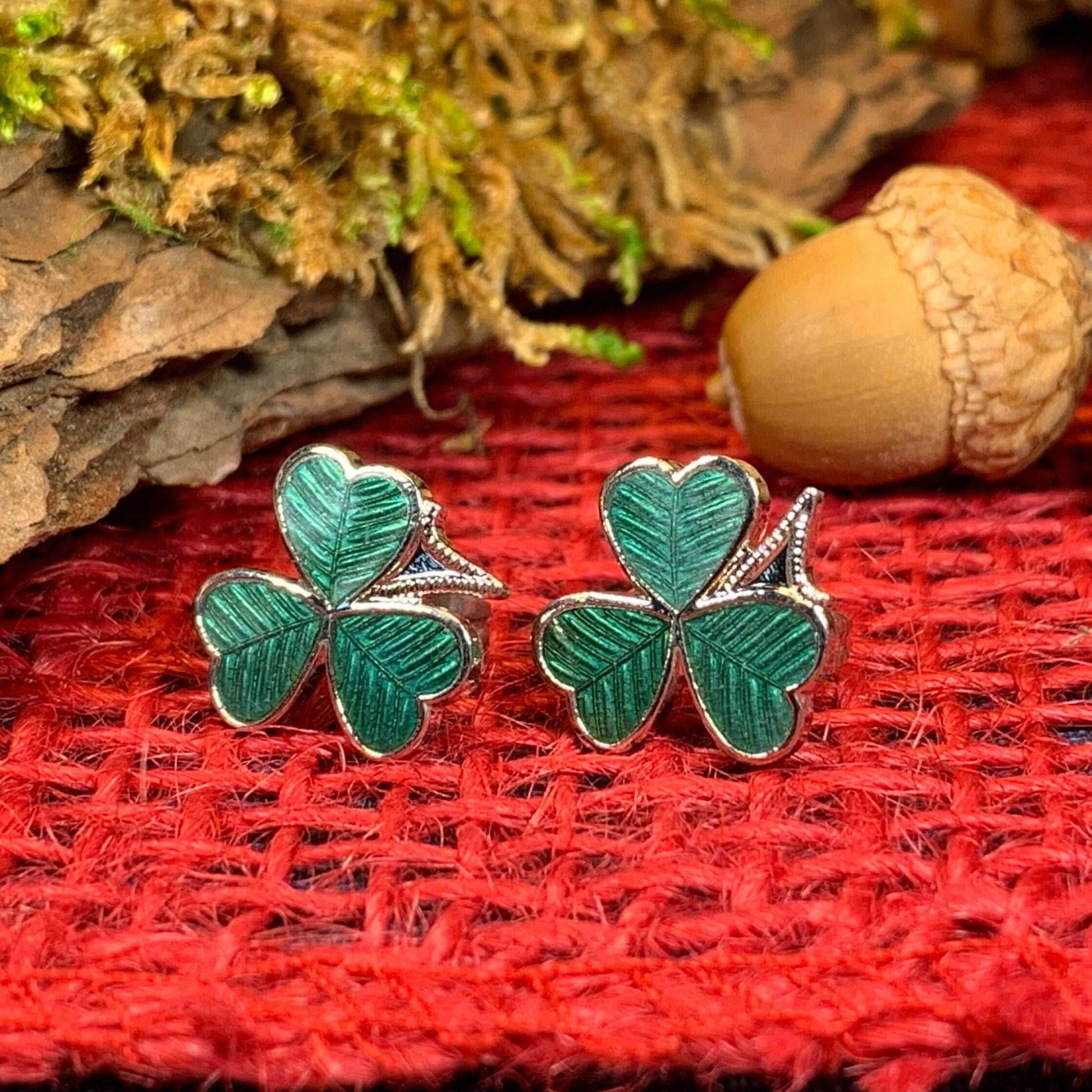 Shamrock Enamel Earrings - 