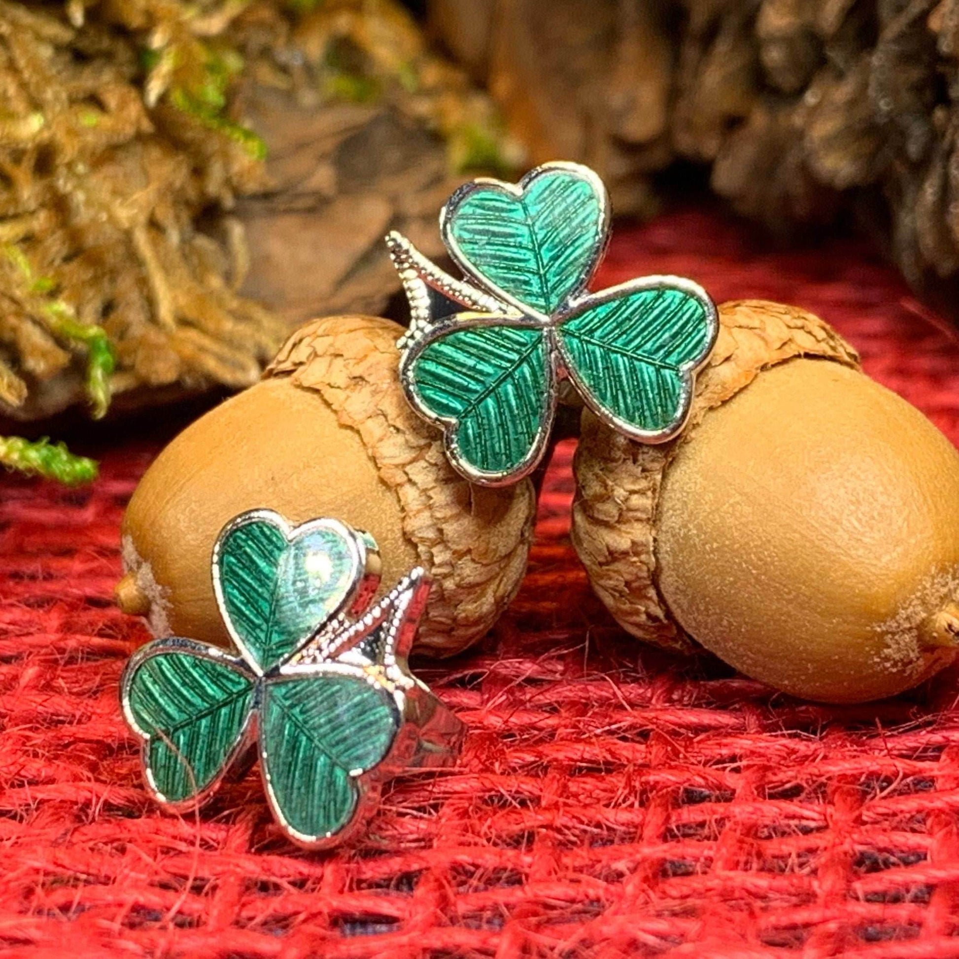 Shamrock Enamel Earrings - 