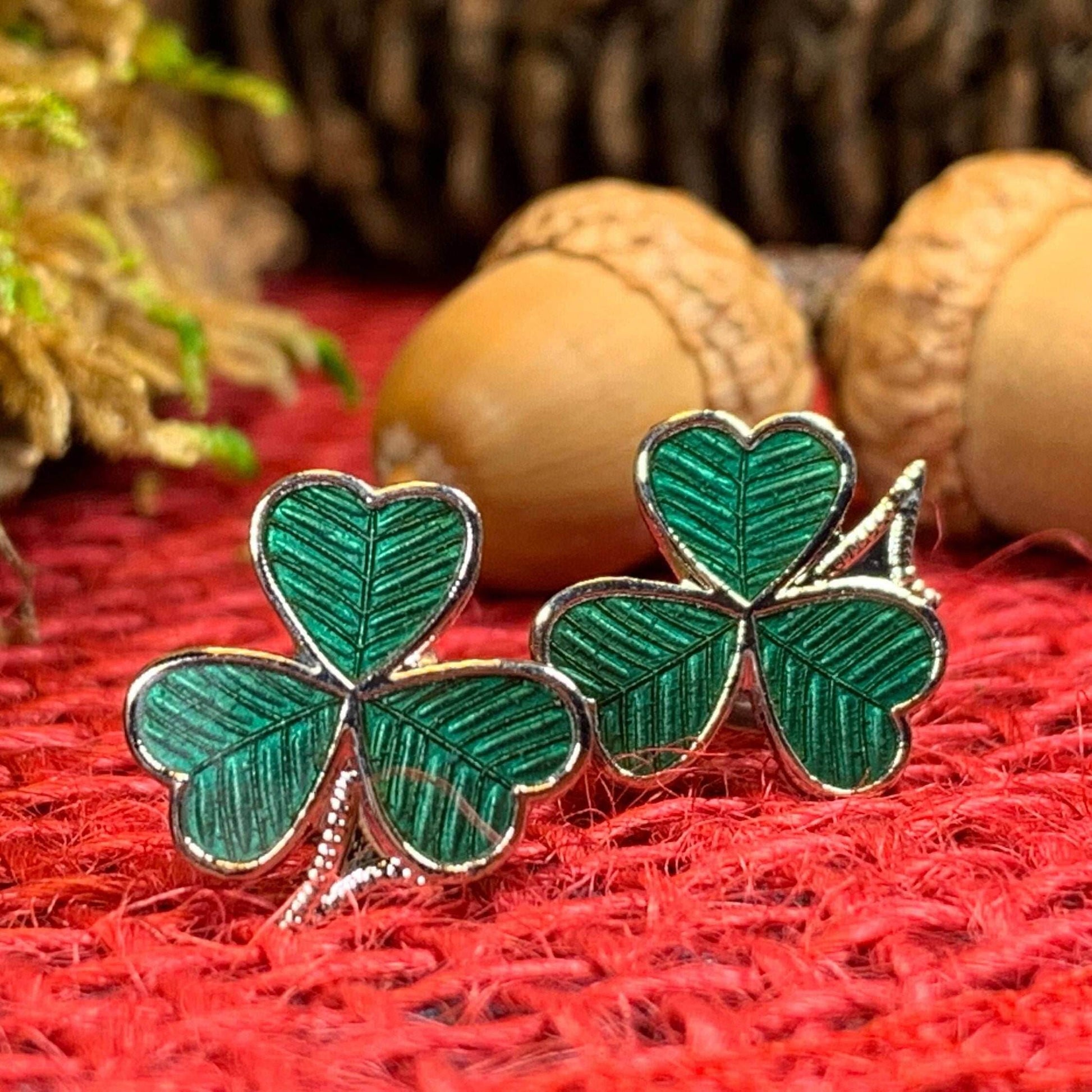 Shamrock Enamel Earrings - 