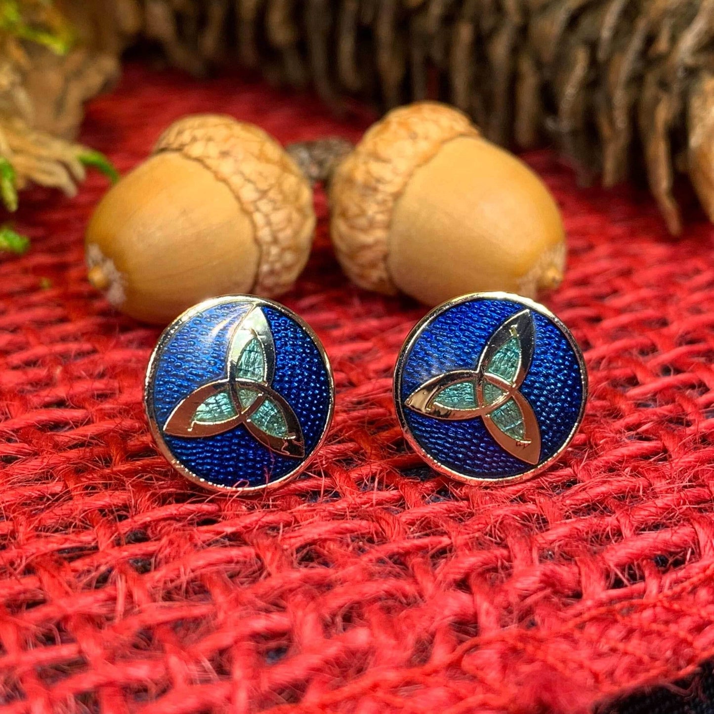 Trinity Knot Stud Earrings - Blue