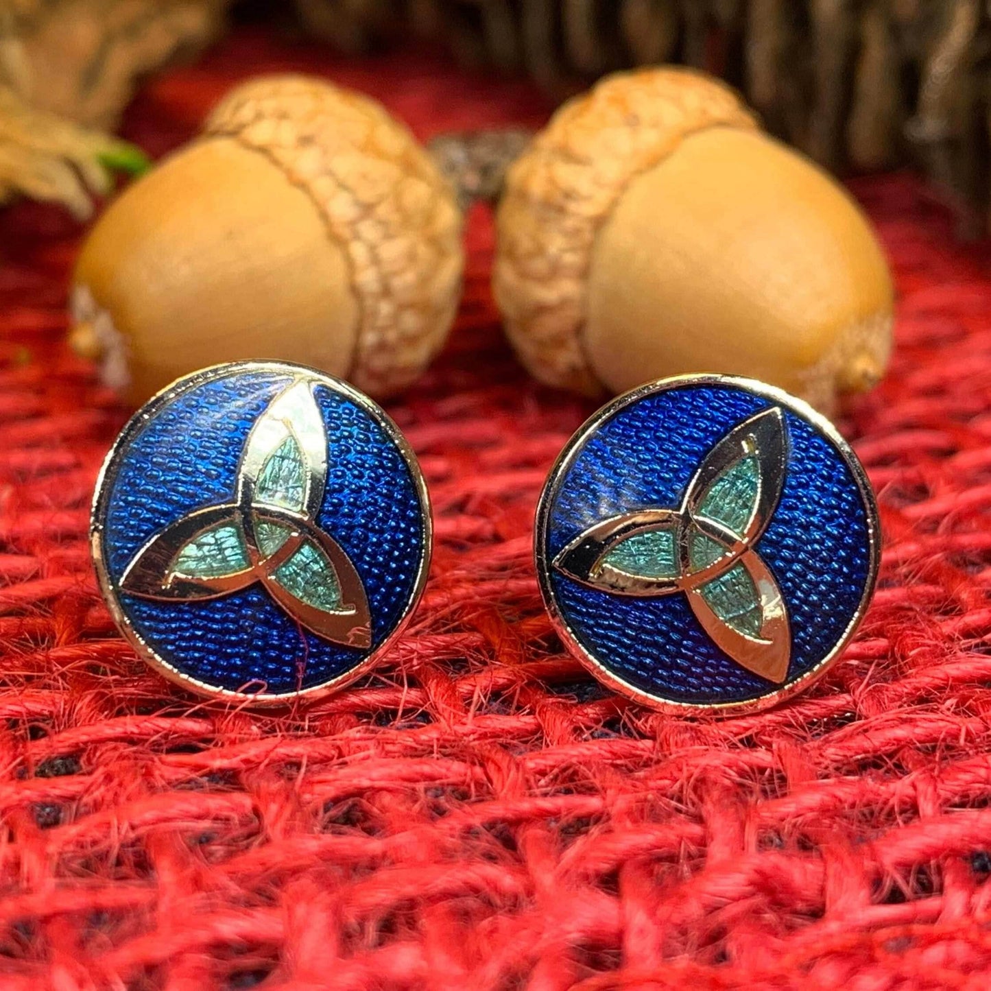 Trinity Knot Stud Earrings - Blue