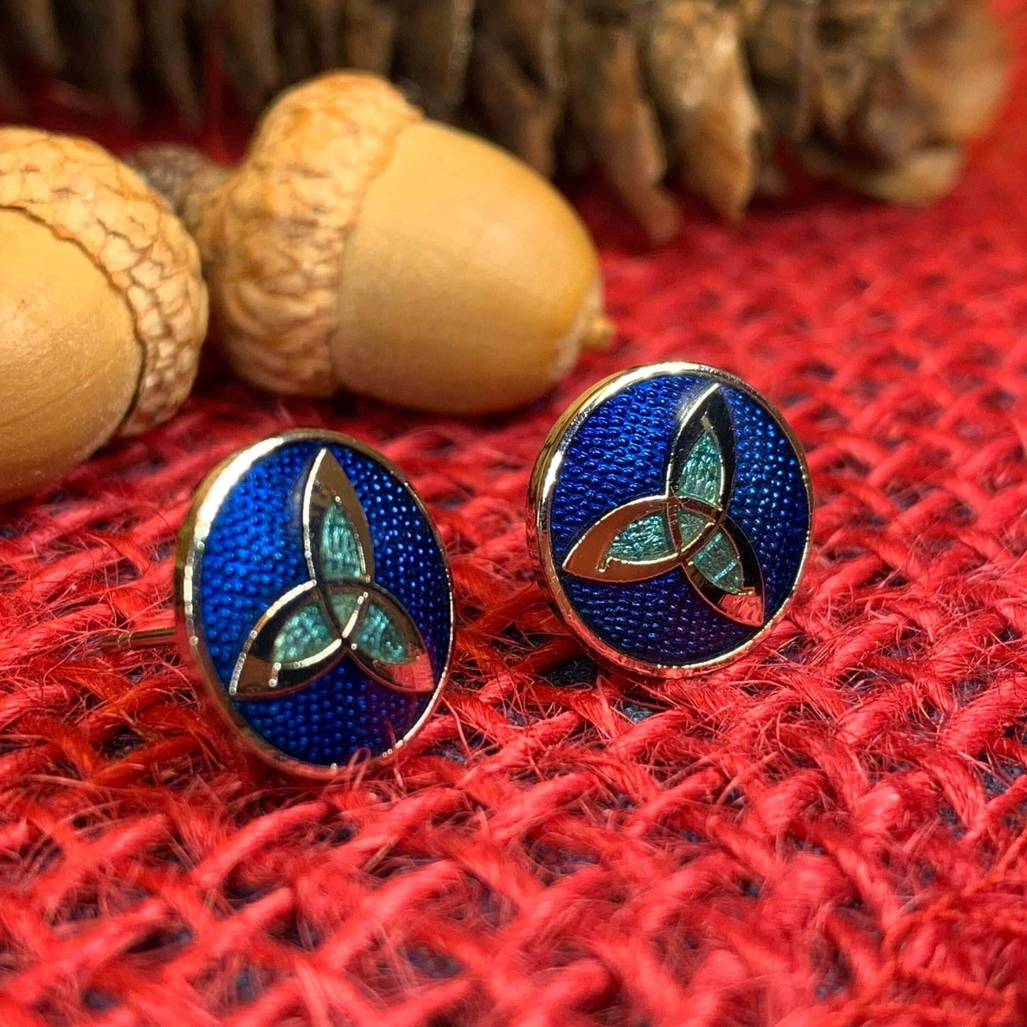 Trinity Knot Stud Earrings - Blue
