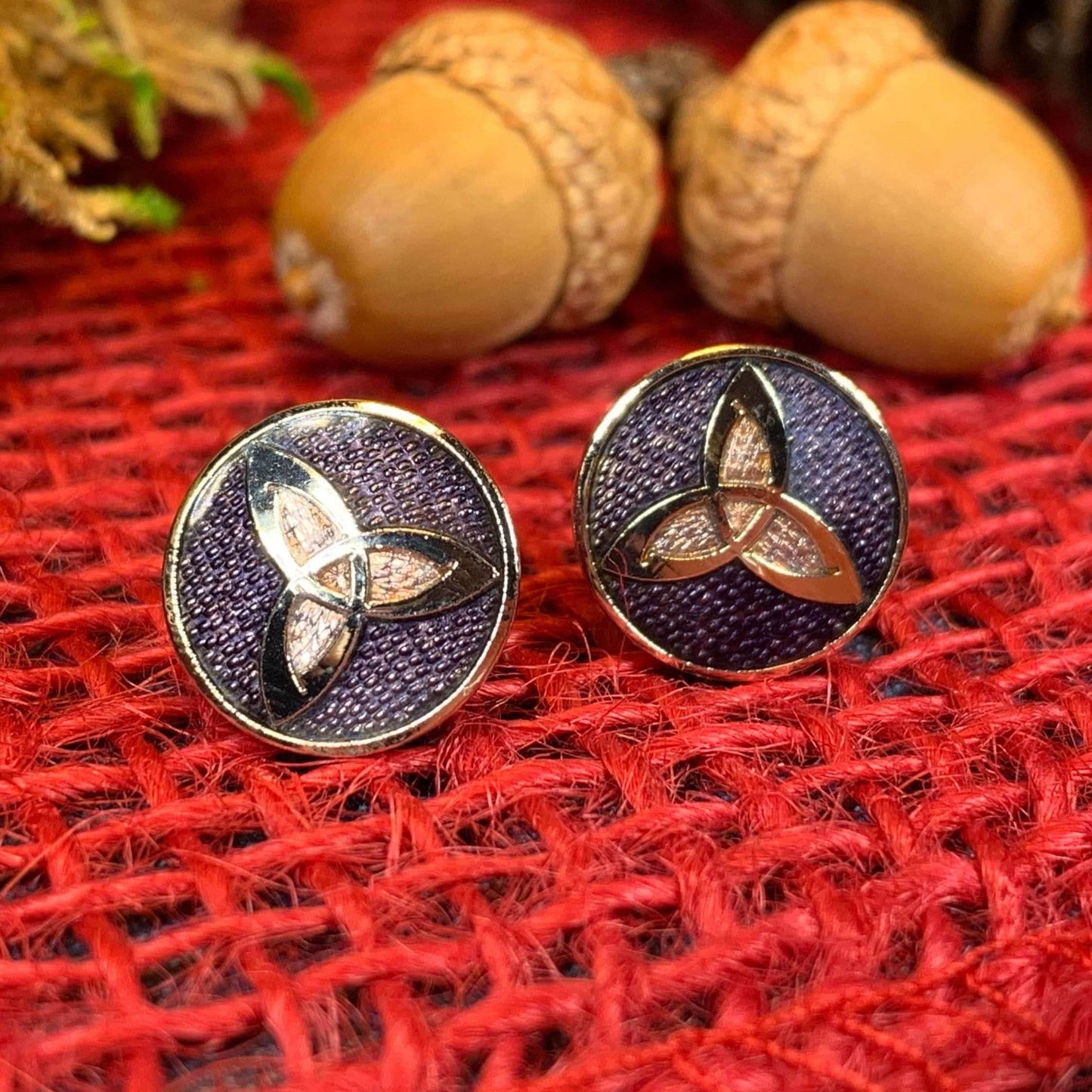 Trinity Knot Stud Earrings - Blue