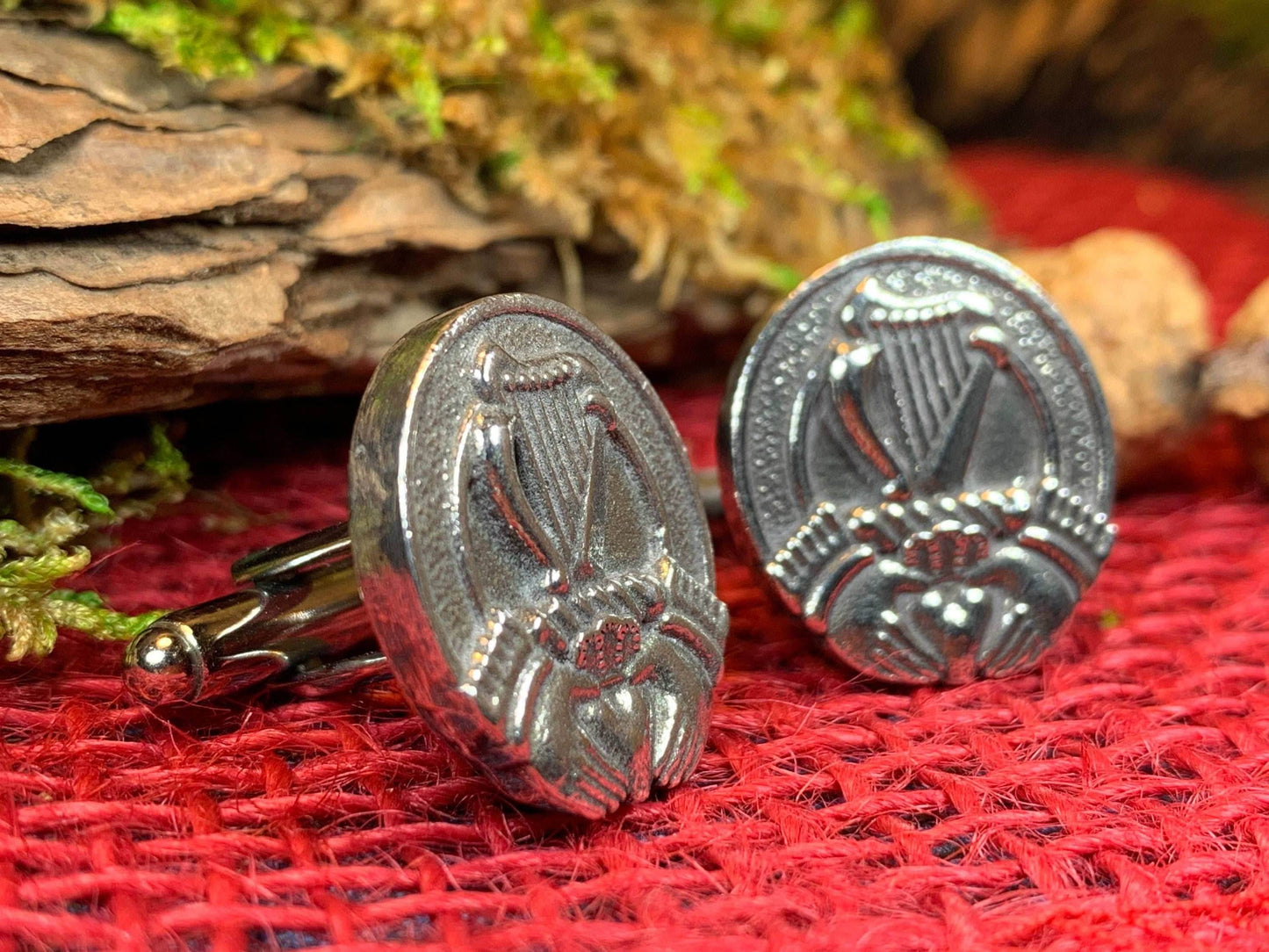 Irish Claddagh & Harp Cuff Links - 