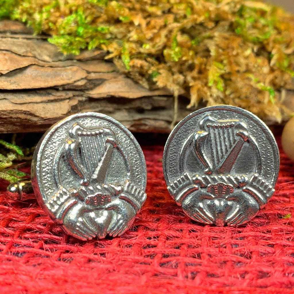 Irish Claddagh & Harp Cuff Links - 