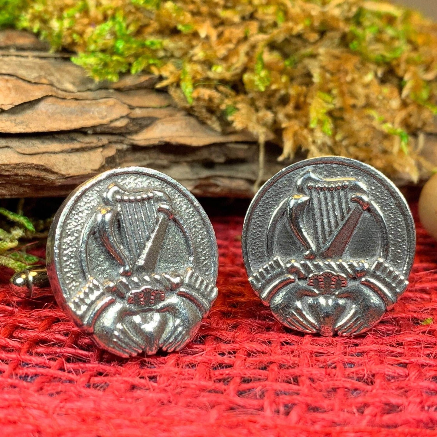 Irish Claddagh & Harp Cuff Links - 