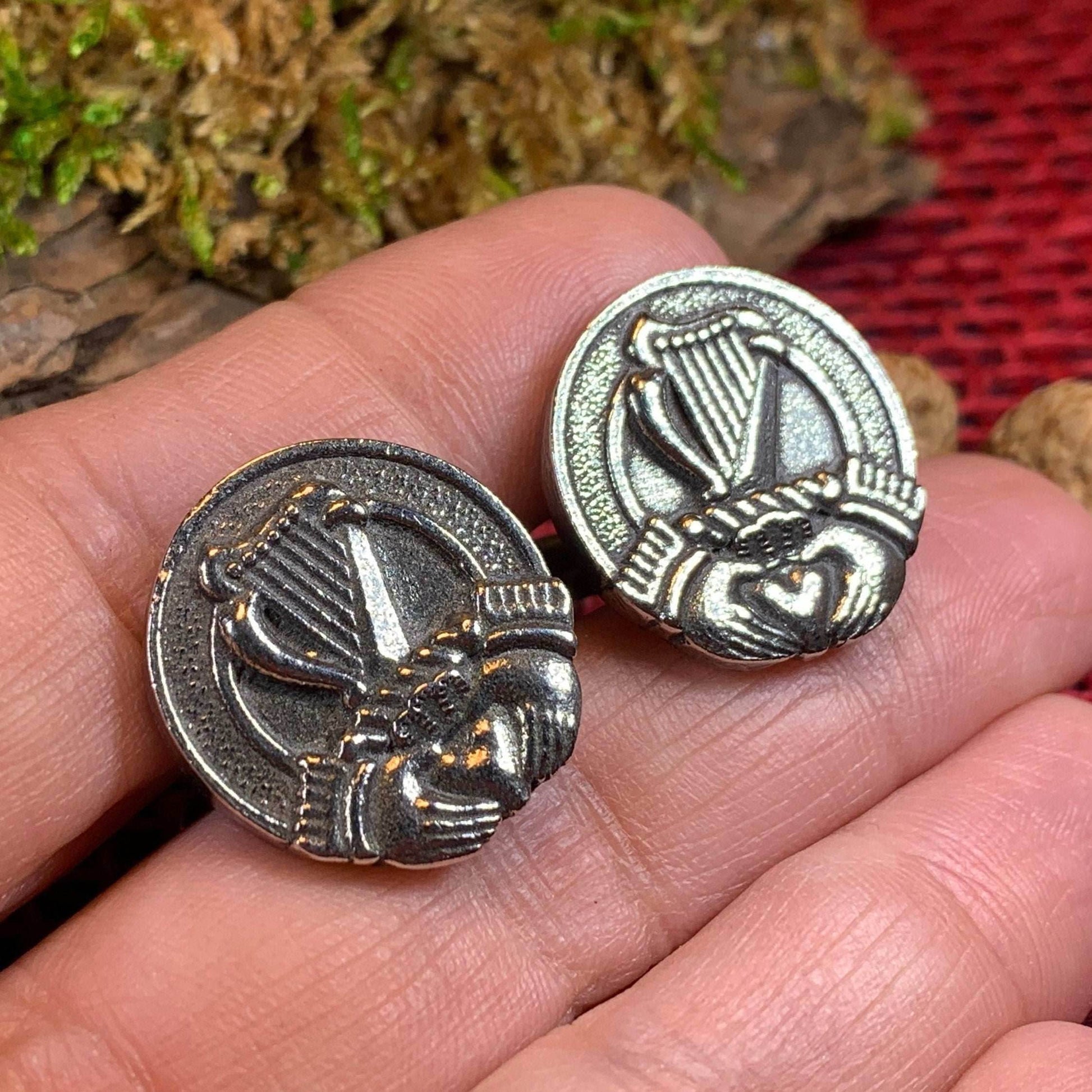 Irish Claddagh & Harp Cuff Links - 