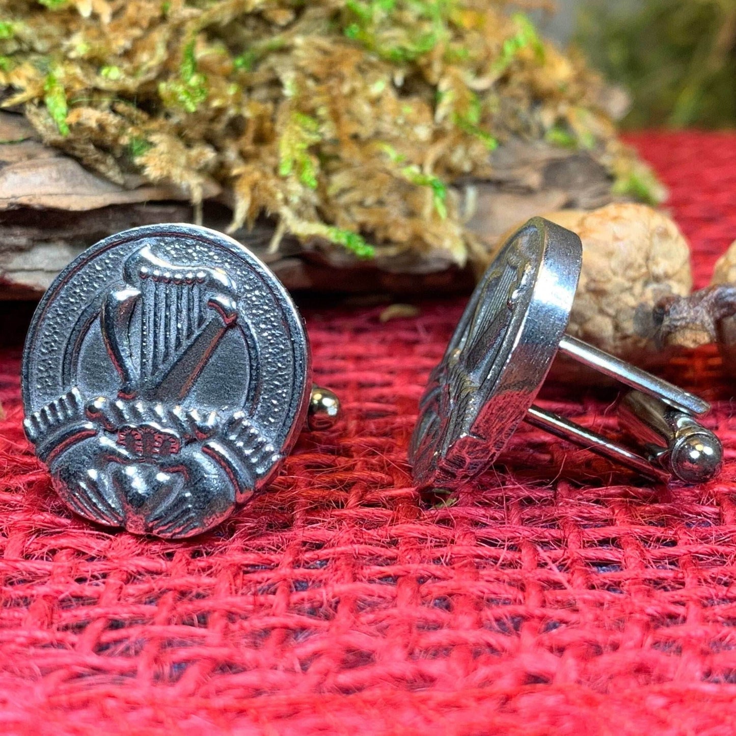 Irish Claddagh & Harp Cuff Links - 