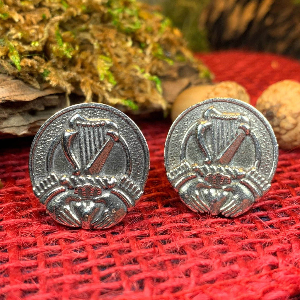 Irish Claddagh & Harp Cuff Links - 
