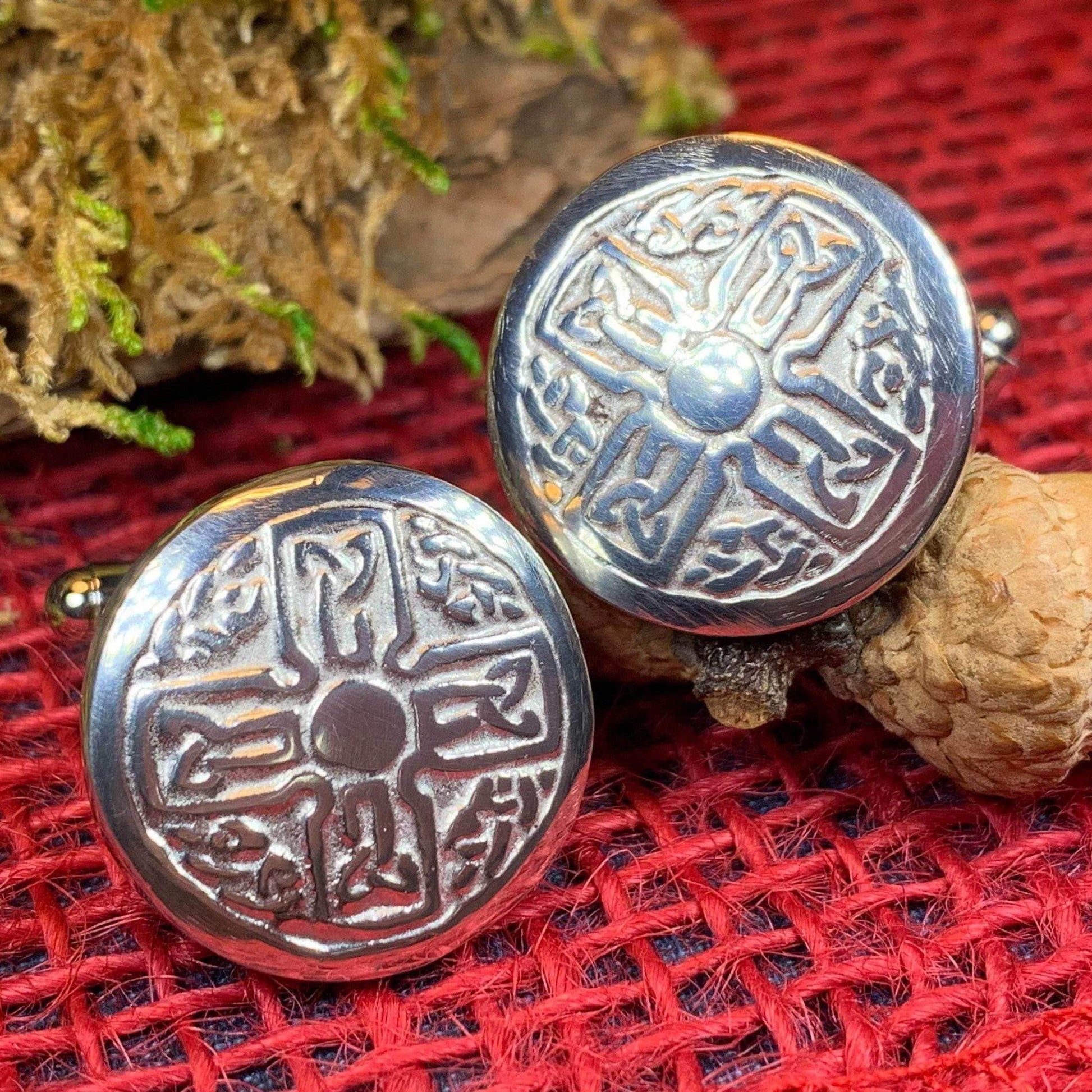 Round Celtic Cross Cuff Links - 