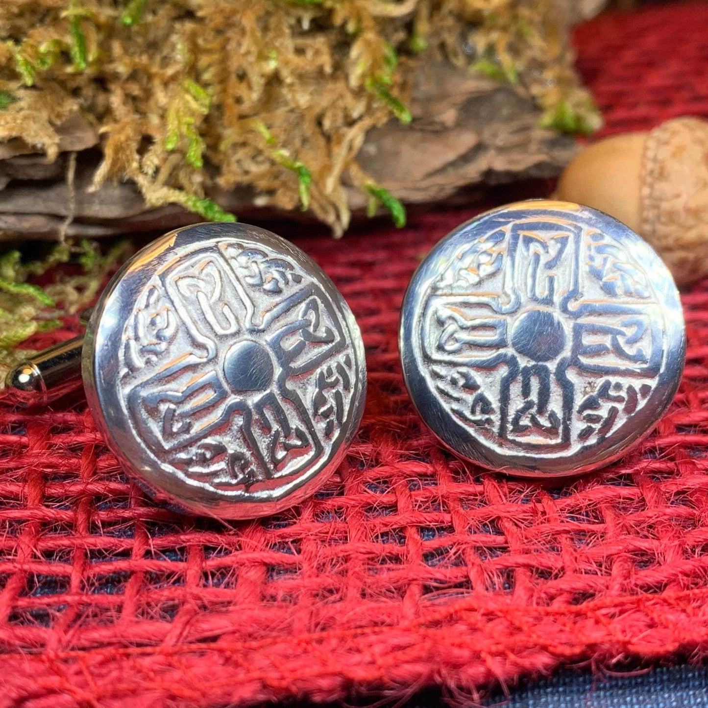Round Celtic Cross Cuff Links - 
