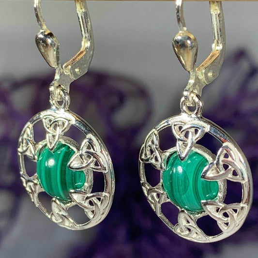 Malachite Trinity Knot Earrings - 