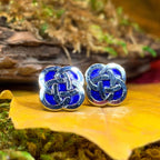 Dara Knot Stud Earrings - Blue