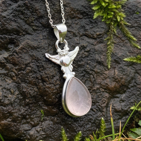Nissa Rose Quartz Owl Necklace