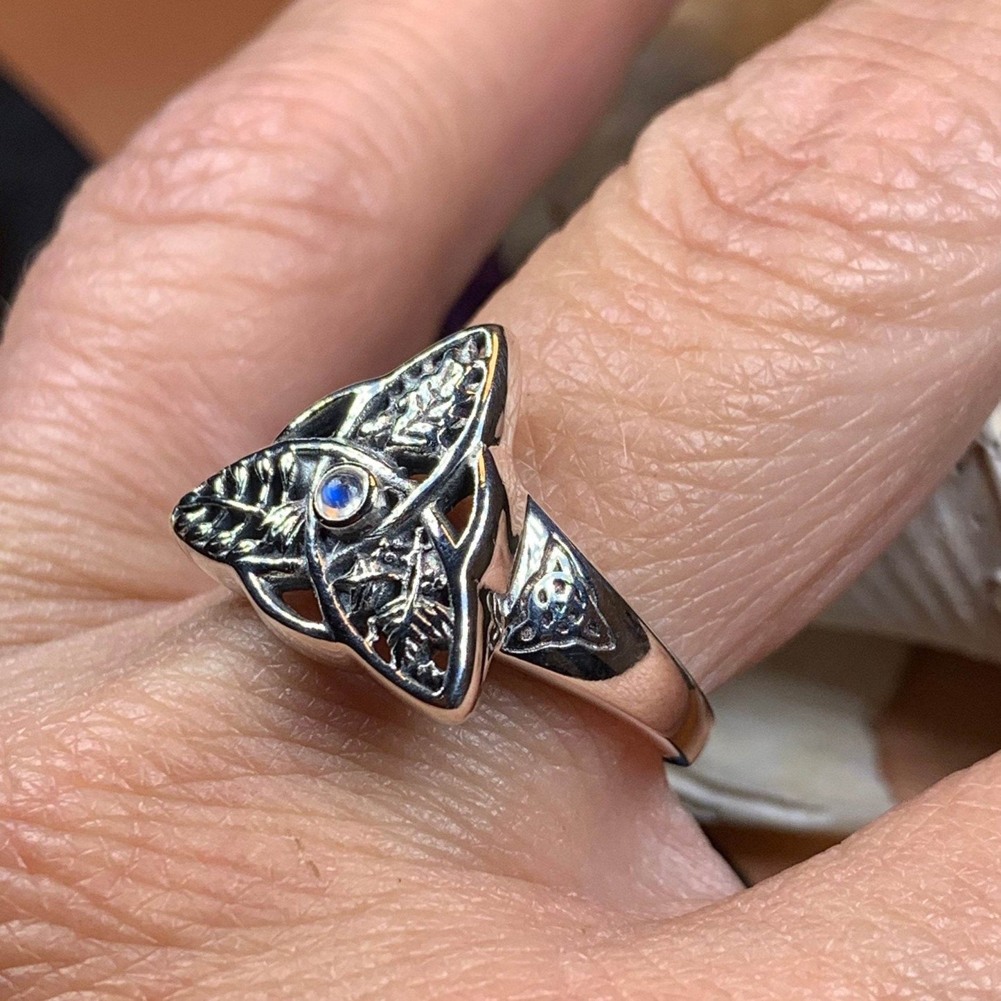 Oak Ash Thorn Moonstone Ring - 5