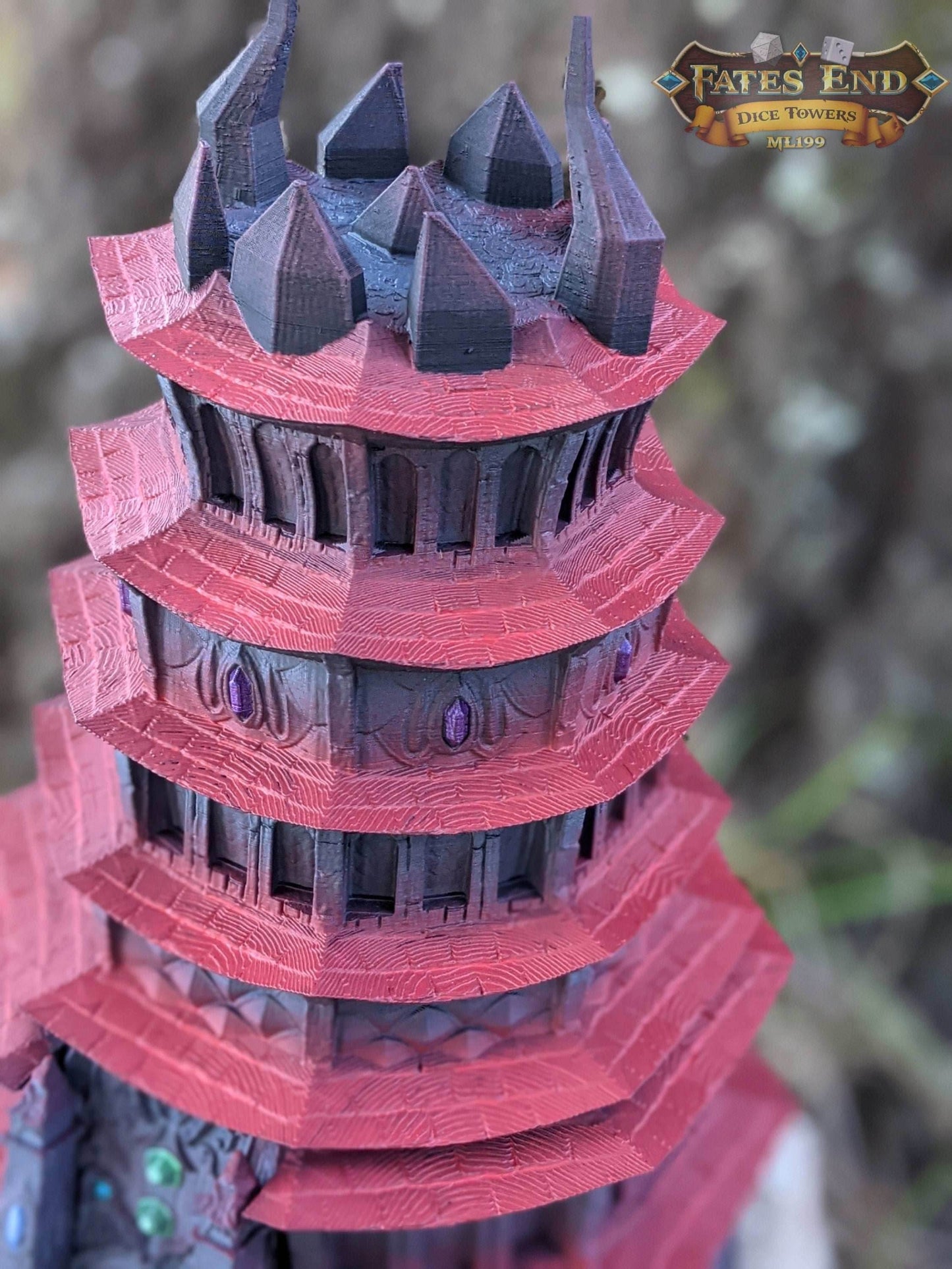 Drow Dice Tower - Fate's End Collection - Weave Through Shadows and Mysteries with Every Silent Roll. - Black / Yes- Include Random Dice Set