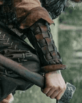 Medieval leather bracers for Larp - Brown (like foto) / For one hand
