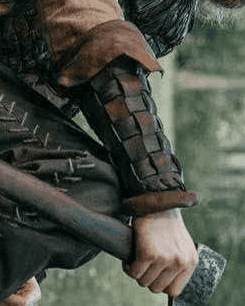 Medieval leather bracers for Larp - Brown (like foto) / For one hand