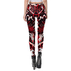 Eyeball Skull Red Print Leggings | Yoga Pants | Dark Skull Stretchy - Small