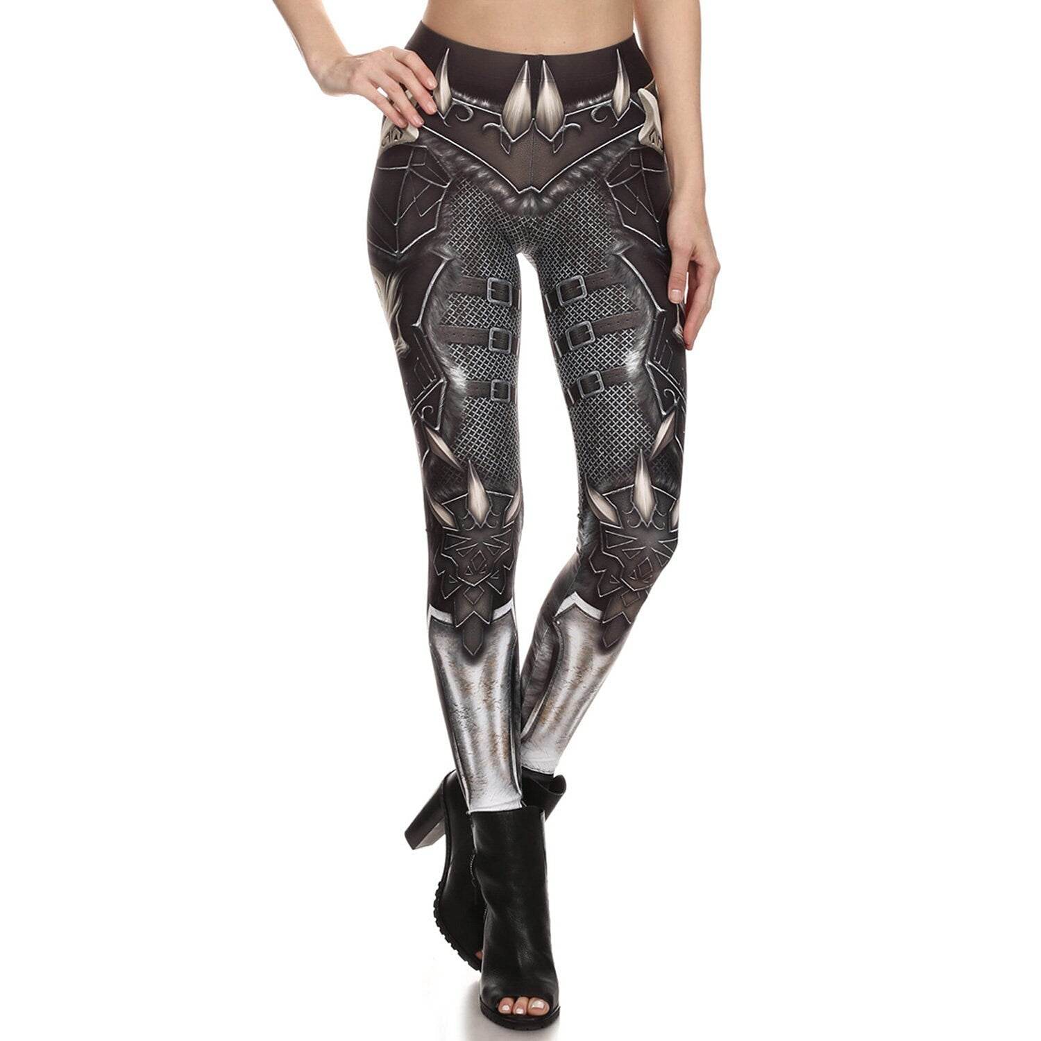 Warrior Armor Cosplay Leggings | Yoga Pants | Dark Gothic Stretchy - Small