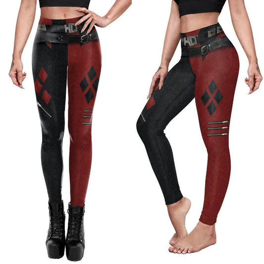 Harley Q Leggings | Yoga Pants | Cosplay Stretchy - Small